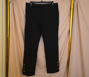 Ann Taylor Black Ankle Pants with Button Detail